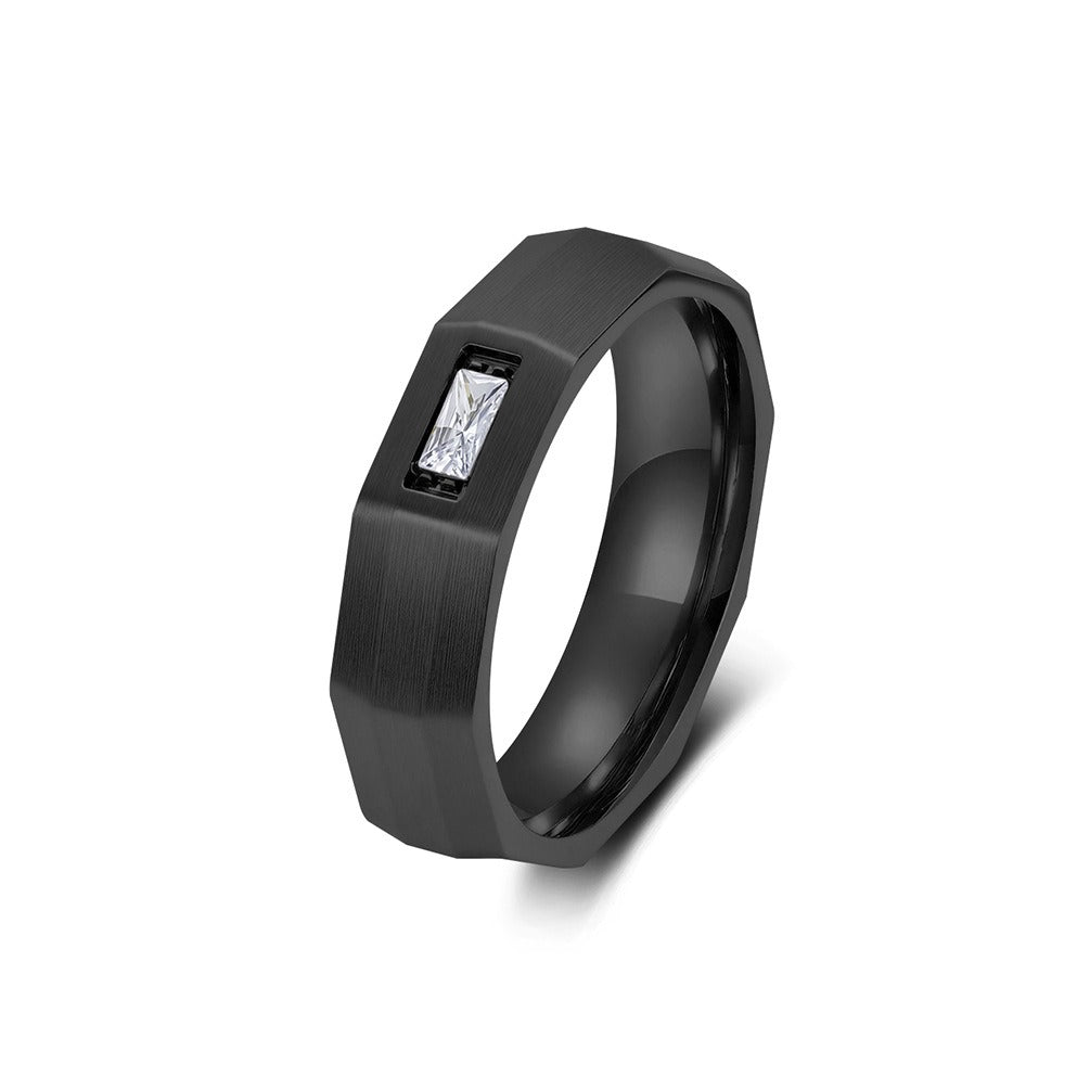 Kemstone Geometric Faceted Stainless Steel Ring for Men Women K-R1131