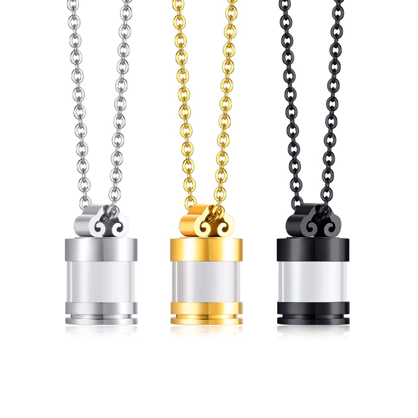 Kemstone Stainless Steel Keepsake Pendant Necklace for Men Women Glass Capsule PN-1537