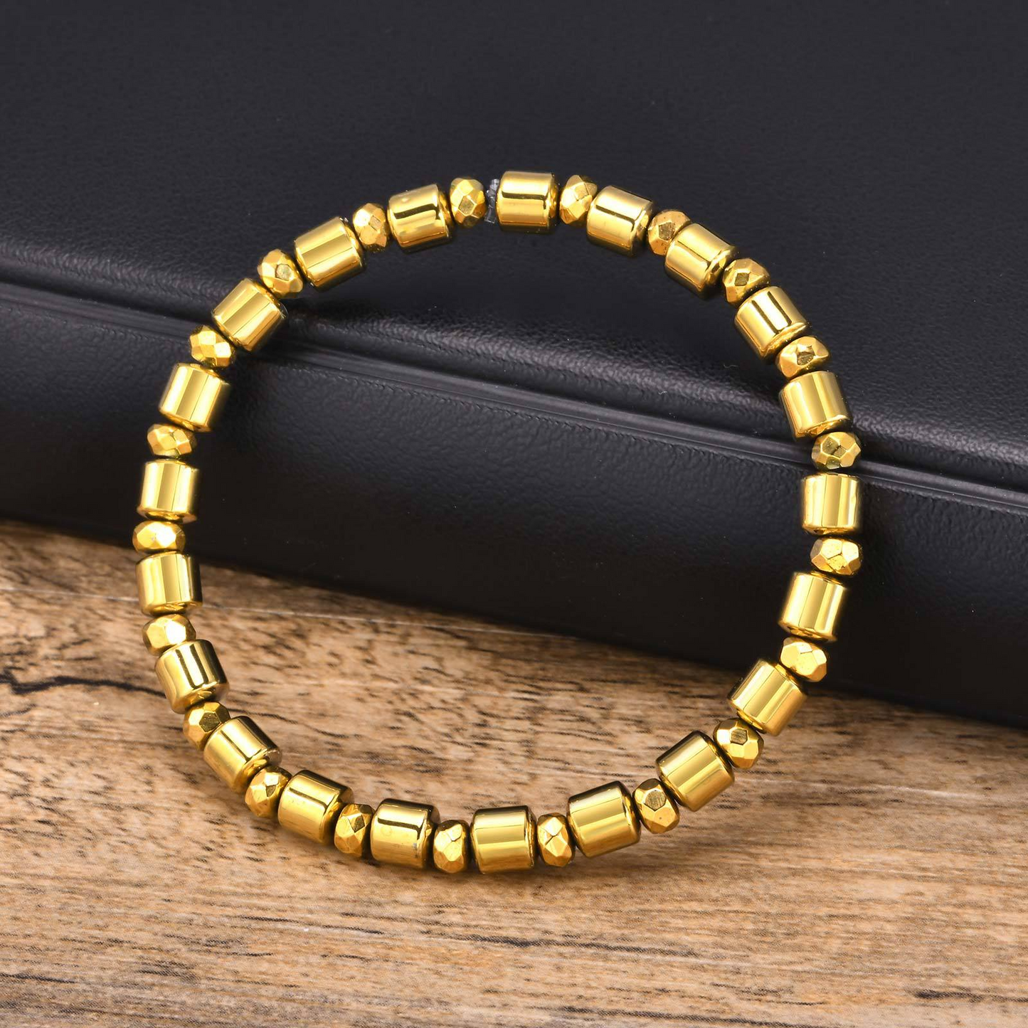 Kemstone Gold-Plated Hematite Beaded Bracelet for Men BR-1786