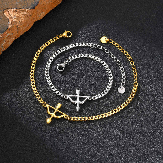 Kemstone Archer Bracelet – Stainless Steel Bow & Arrow Chain Jewelry for Men & Women BR-2621