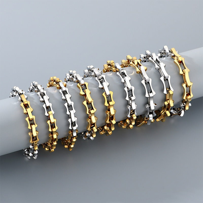 Kemstone Men’s Two-Tone Titanium Steel Bamboo Chain – 10/11/12mm KB207211-Z