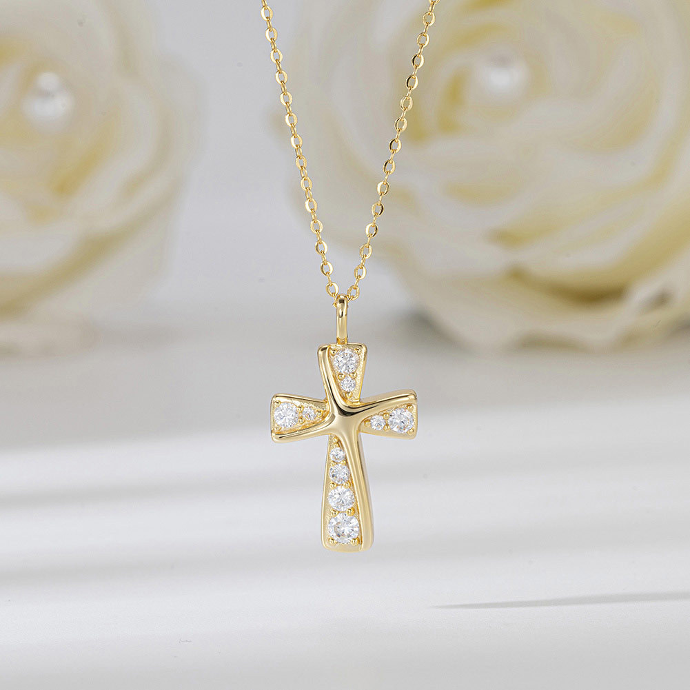 Kemstone 925 Sterling Silver Cross Pendant Necklace for Women Cubic Zirconia SN332