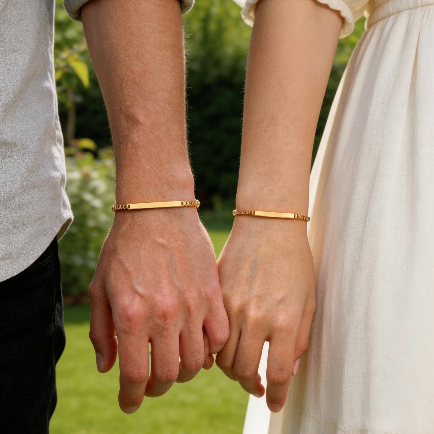 Kemstone Stainless Steel Gold Plated ID Plate Bracelet for Men & Women – Minimal Curved Bar CB-225