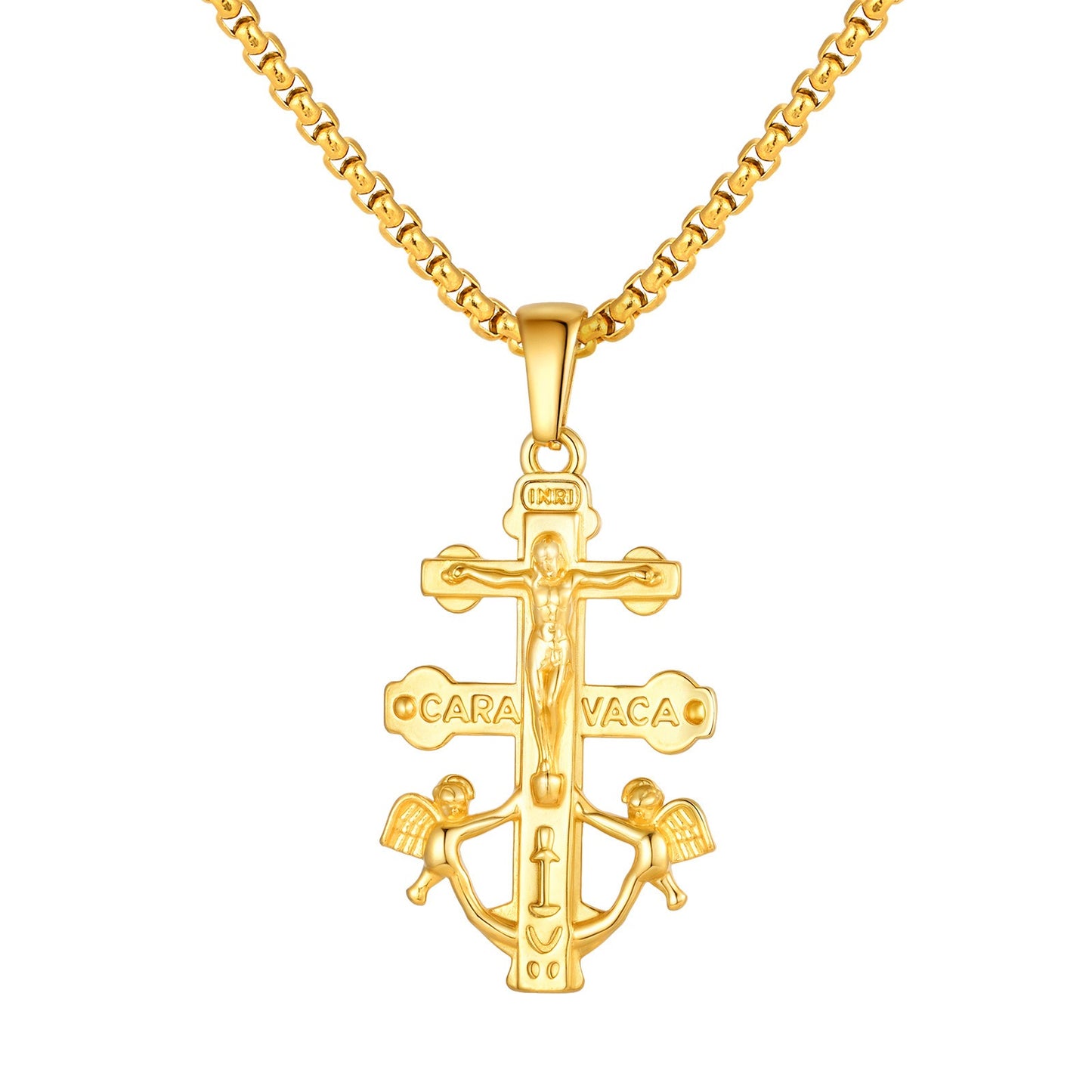 Kemstone Gold Plated Stainless Steel Cross Pendant Necklace for Men PN-2338