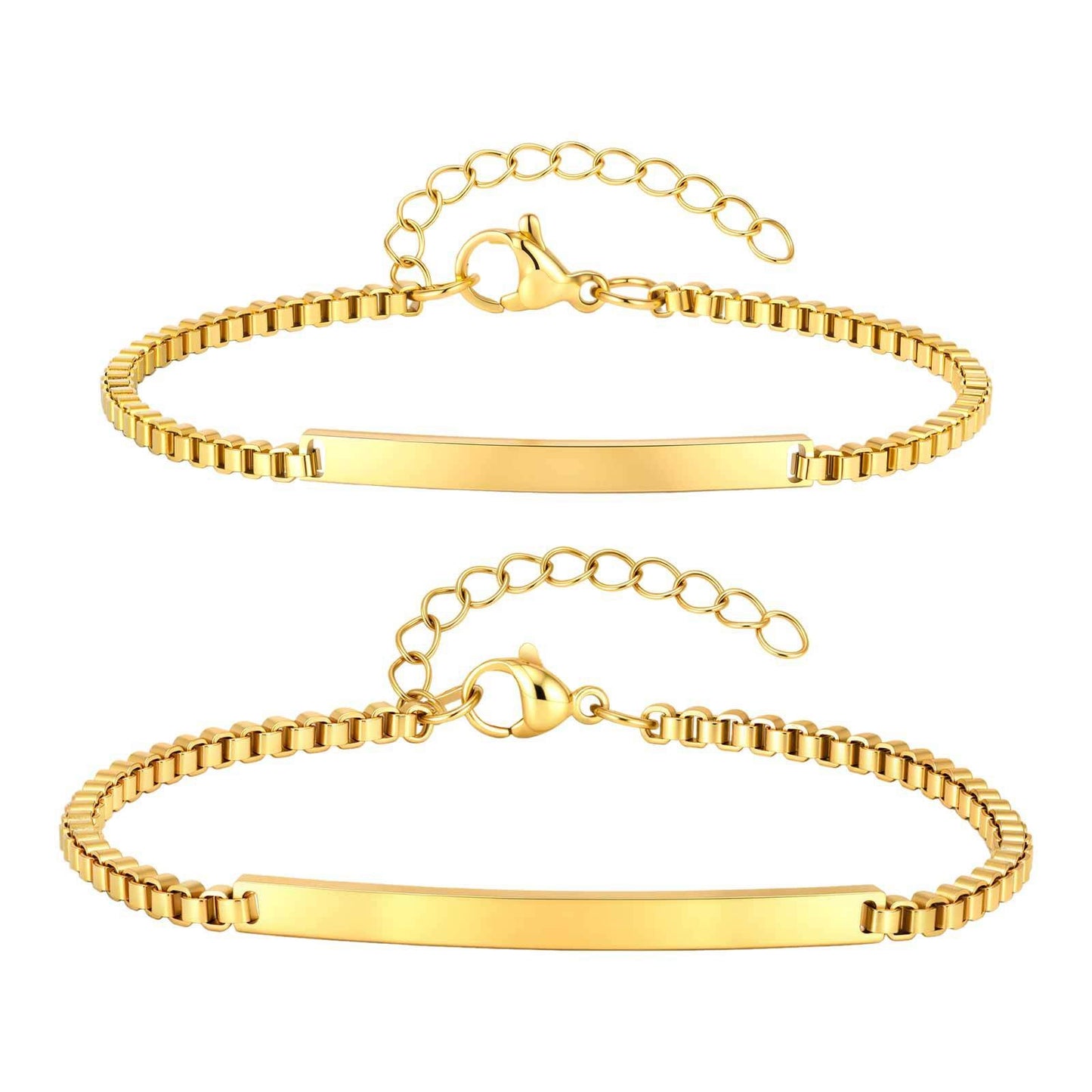 Kemstone Stainless Steel Gold Plated ID Plate Bracelet for Men & Women – Minimal Curved Bar CB-225
