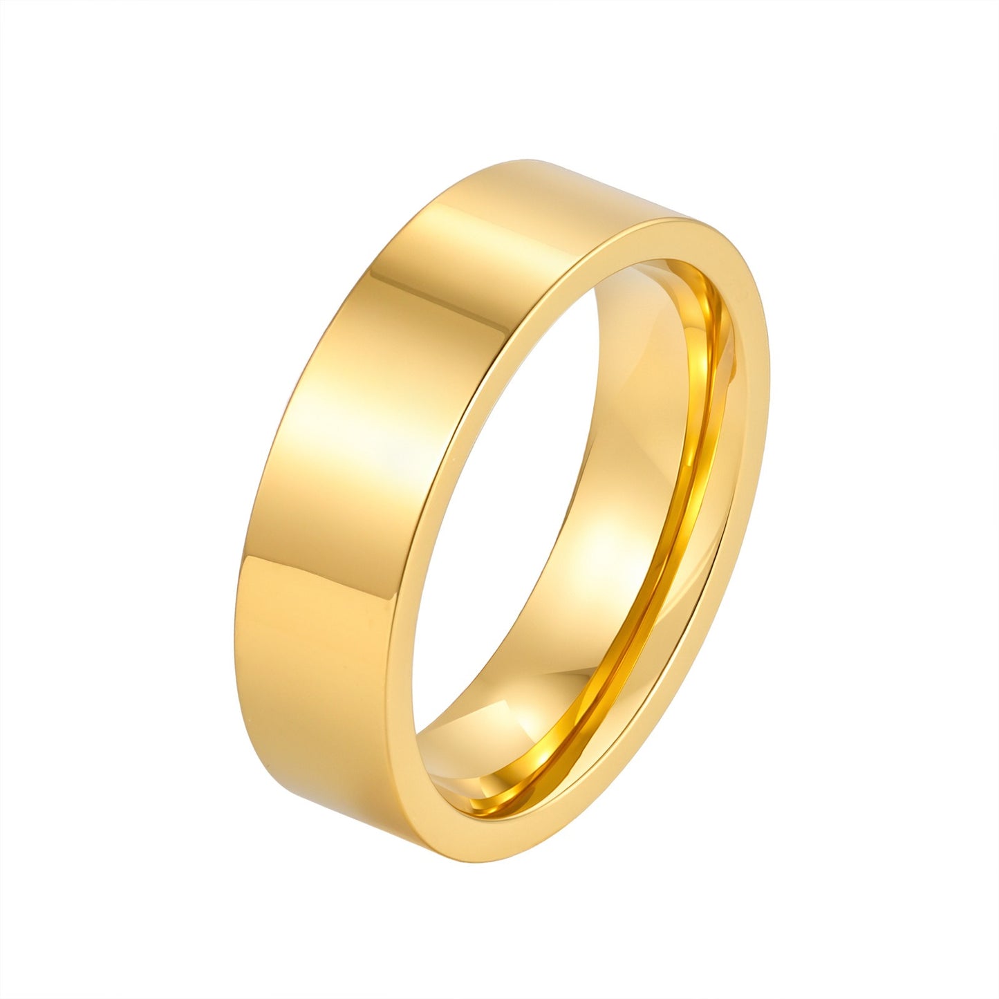Kemstone Gold Plated Stainless Steel Ring for Men Women Minimalist 6mm R-525