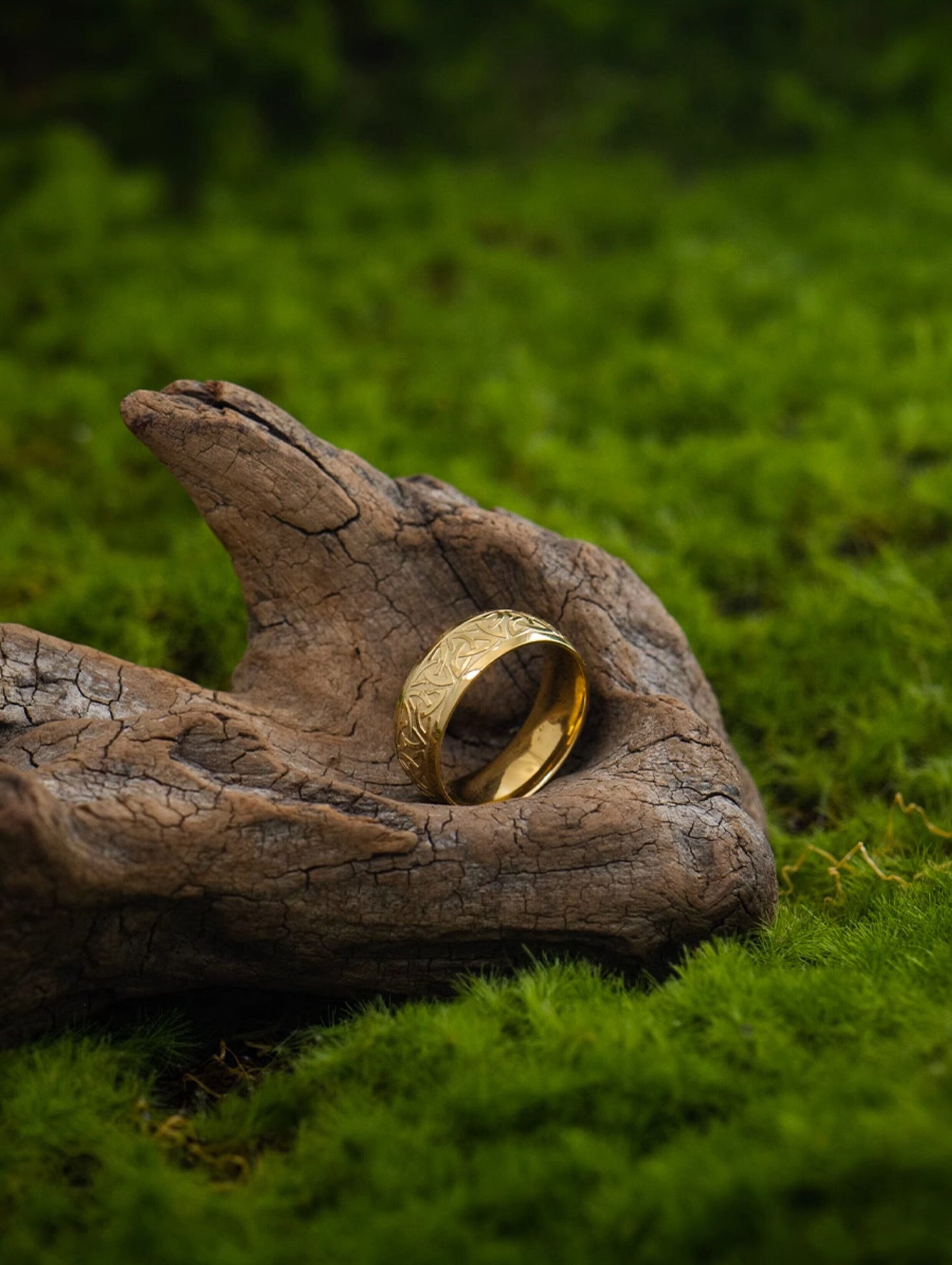 Kemstone Celtic Knot Gold Ring – Titanium Steel Pattern for Men NW-SJJ223