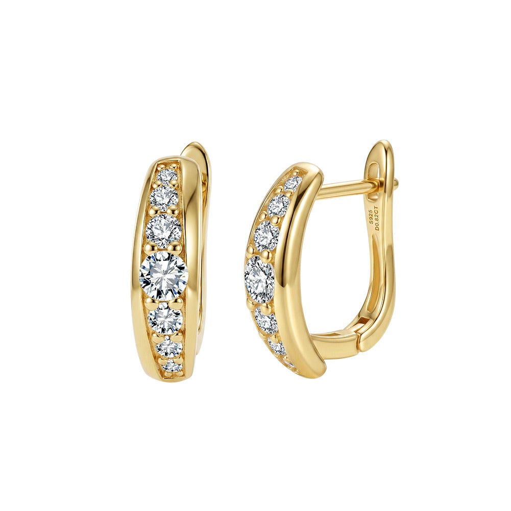 Kemston 925 Sterling Silver Moissanite Huggie Hoop Earrings for Women SMOE29