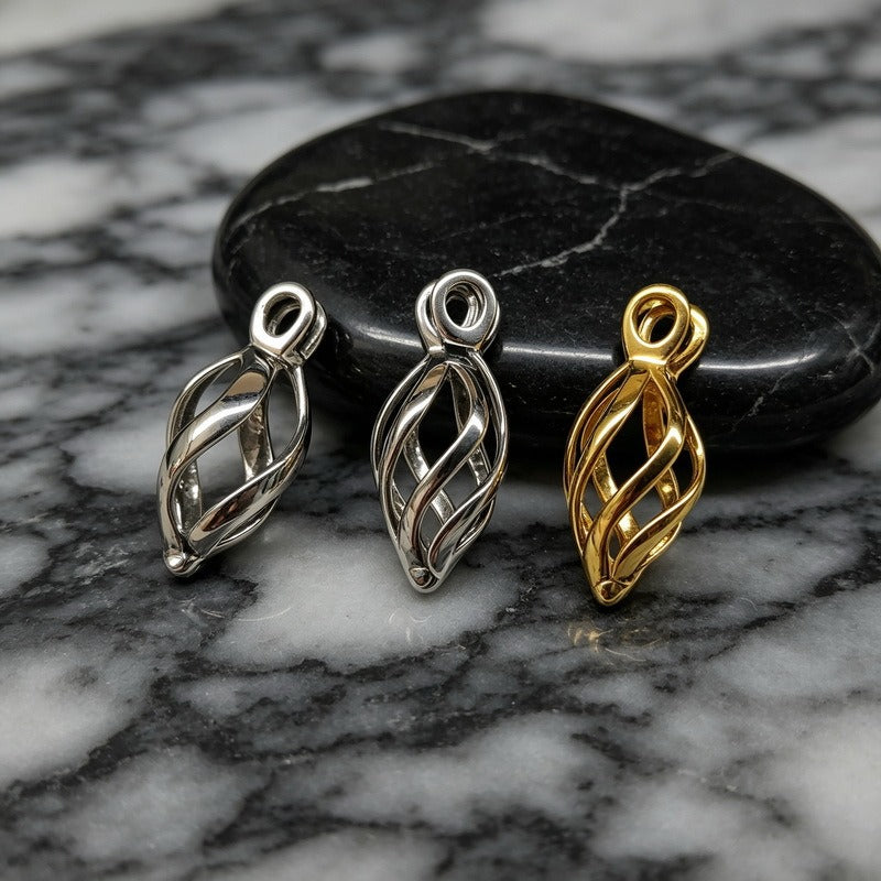 Kemston Openable Leaf Pendant Necklace for Men Stainless Steel Teardrop Design KP119649-GC