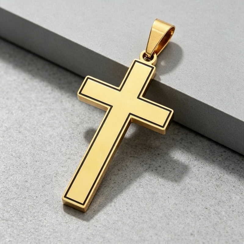 Kemstone Stainless Steel Black Outline Cross Pendant for Men KP119299-KL