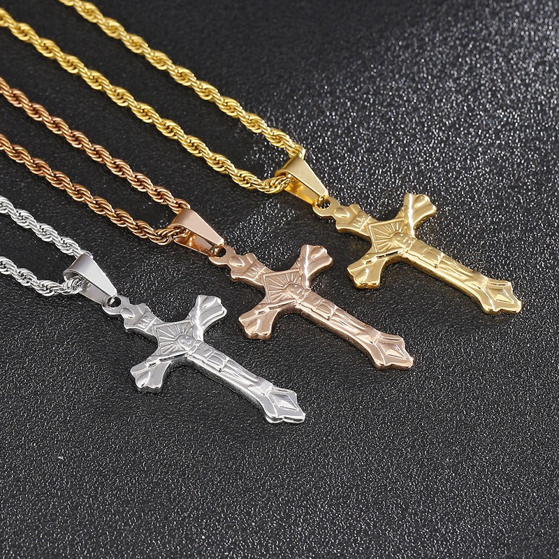 Kemstone Stainless Steel Cross Pendant Necklace for Men – Minimal Polished Design KP93858-Z