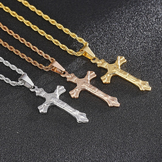 Kemstone Stainless Steel Cross Pendant Necklace for Men – Minimal Polished Design KP93858-Z
