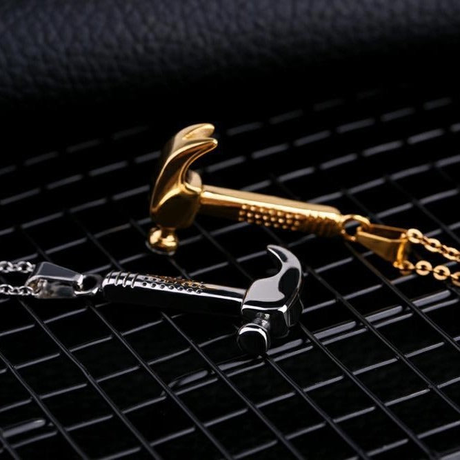 Kemstone Hammer Pendant Necklace for Men Titanium Steel Vintage TN0093