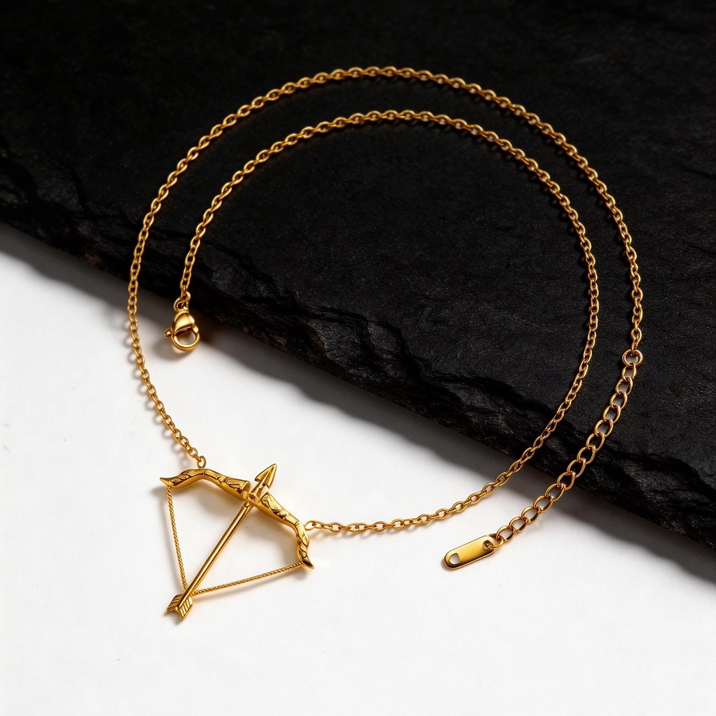 Kemstone Stainless Steel Bow Arrow Pendant Necklace for Men Gold Tone NC-2638G