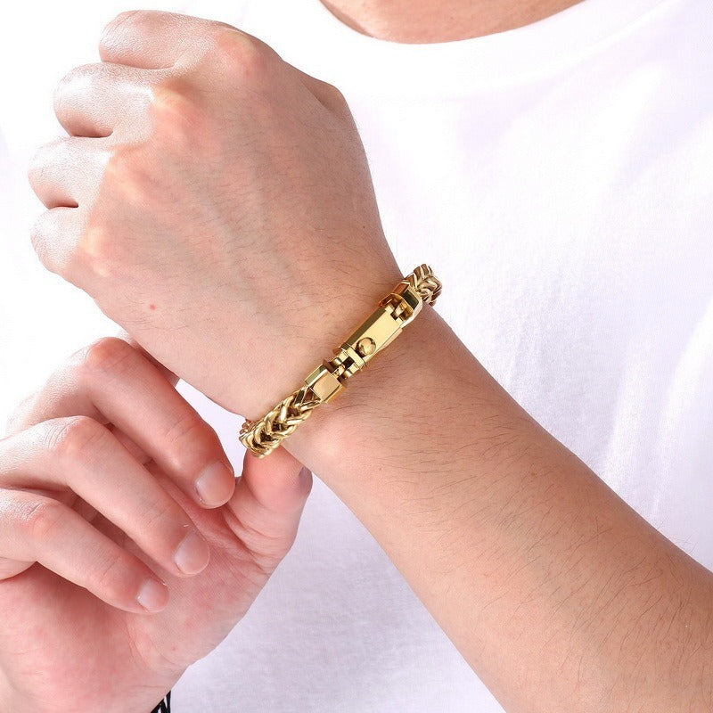 Kemstone Titanium Steel Woven Chain Bracelet for Men KB216602-KFC
