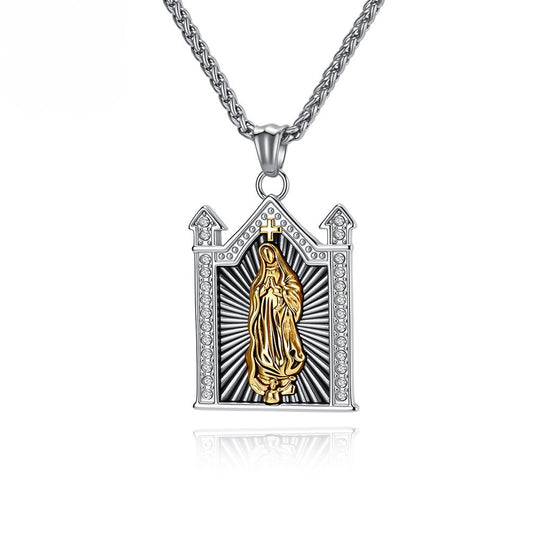 Kemstone Stainless Steel Gothic Architectural Figure Pendant Necklace Vintage Men K-R1178