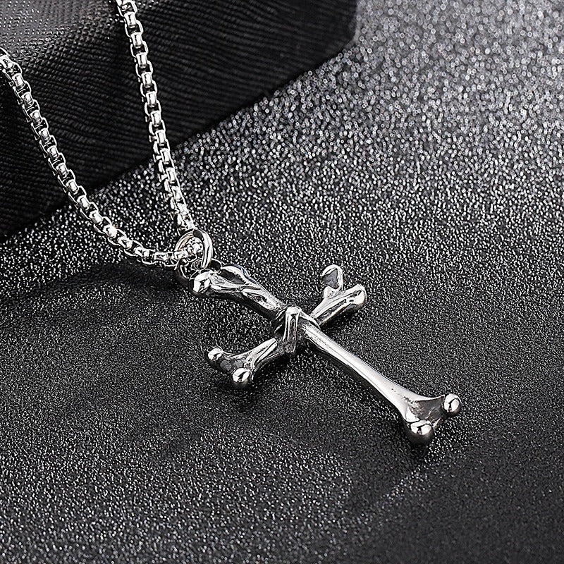 Kemstone Titanium Steel Bone Cross Necklace for Men Gothic KP97633