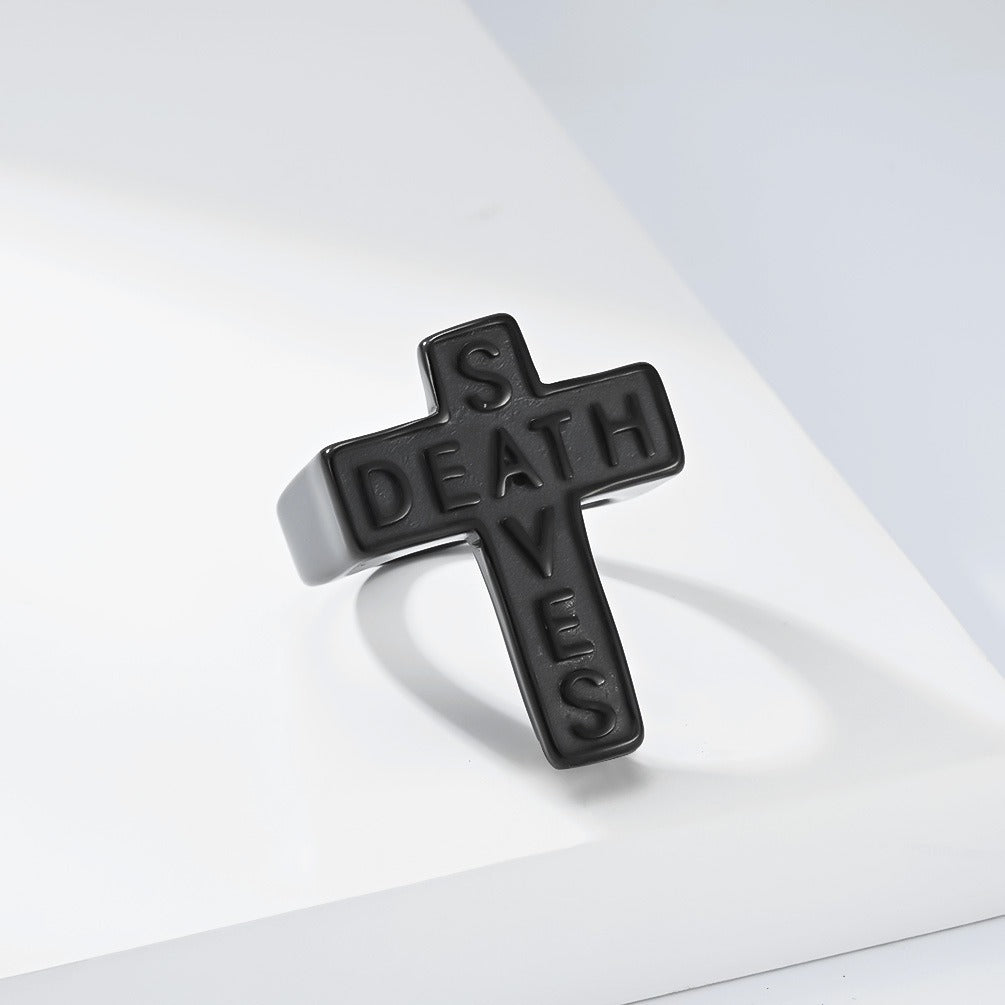 Kemstone Gothic Cross Engraved Stainless Steel Ring Men Punk Vintage Style K-R1188