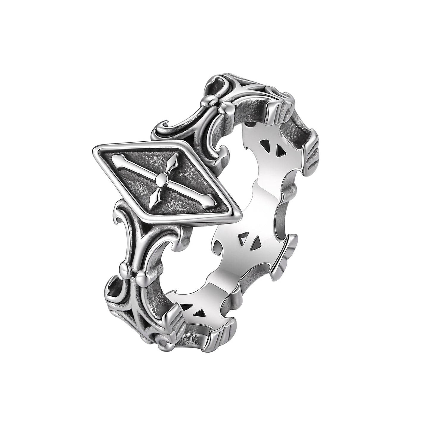 Kemstone Stainless Steel Cross Engraved Ring for Men Women Gothic Vintage Band RC-1145