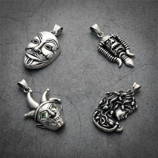 Kemstone Stainless Steel Gothic Joker Mask Pendant Necklace for Men KP118521-LU