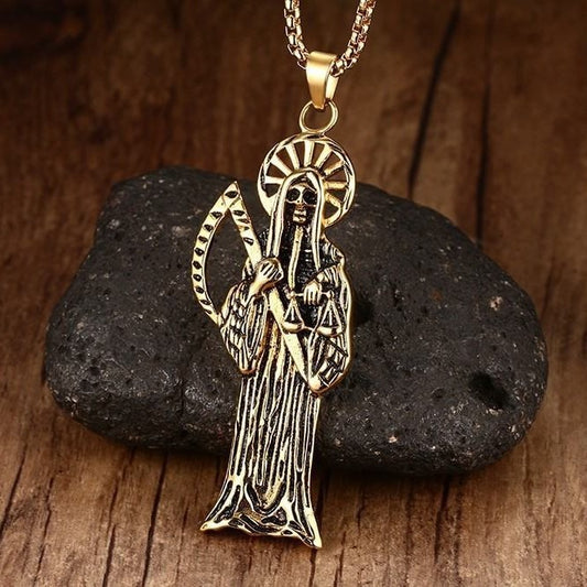 Kemstone Stainless Steel Skeleton Pendant Necklace for Men Gold Tone Gothic PN-194