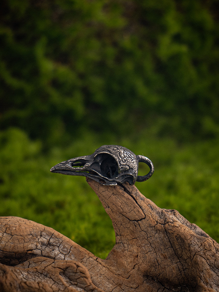 Kemstone Raven Head Pendant Necklace Titanium Steel Nordic Style for Men NW-XL162