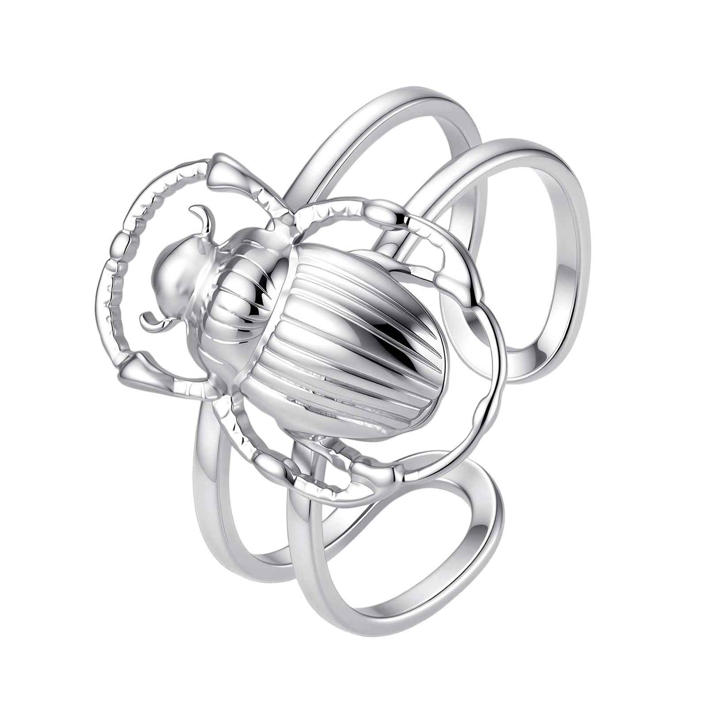 Kemston Scarab Beetle Gothic Stainless Steel Open Ring for Men RC-1016