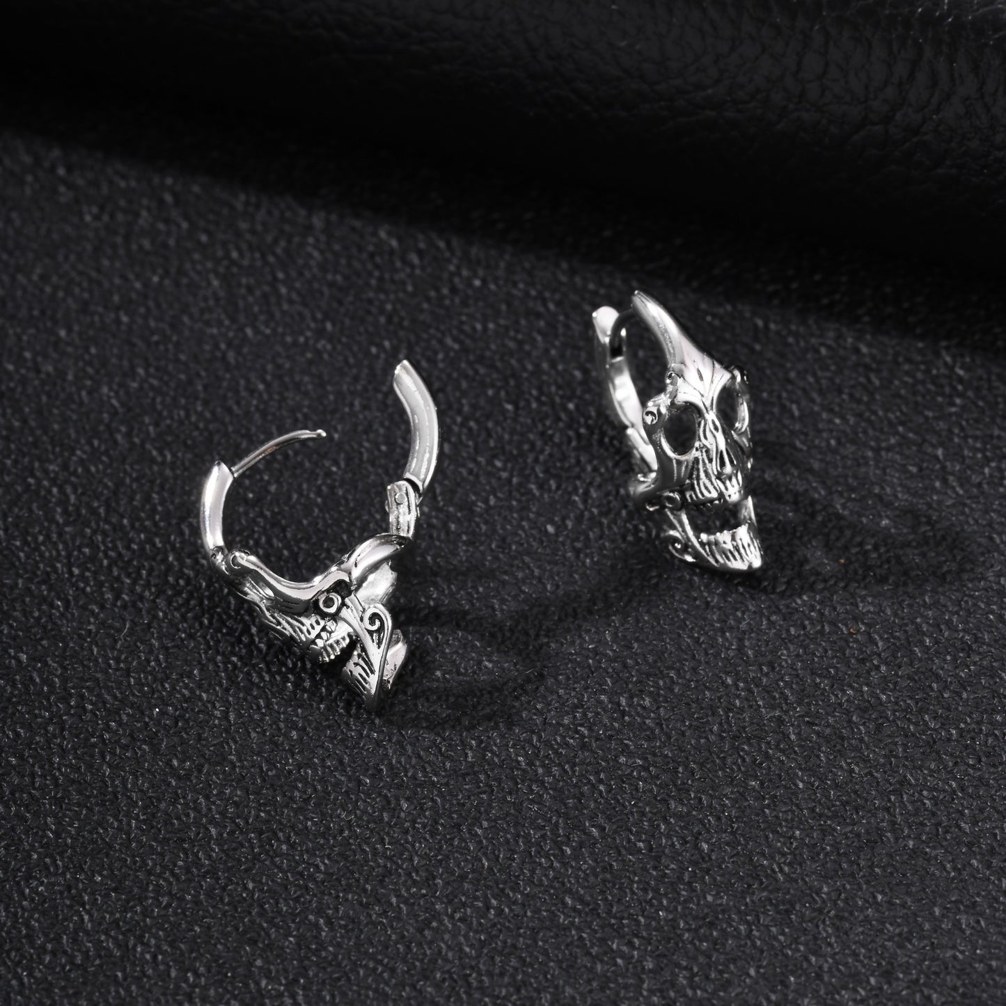 Kemstone Stainless Steel Skull Hoop Earring for Men Gothic Punk Ear Jewelry EH-890