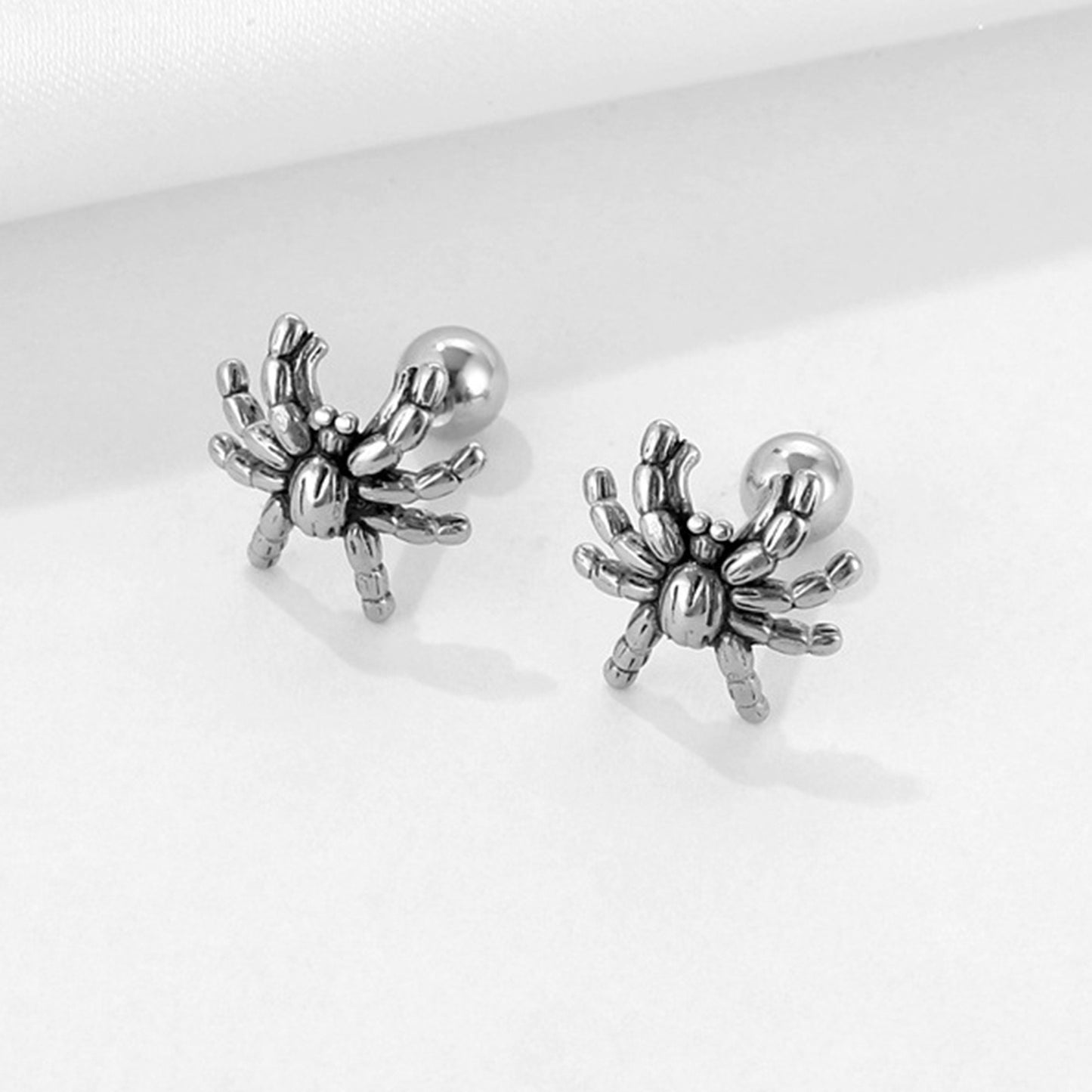 Kemstone Men’s Stainless Steel Spider Stud Earring – Silver ES-460