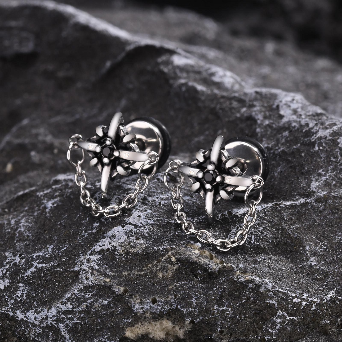 Kemstone Stainless Steel Gothic Stud Earring – Cross Cat Spider Symbol ES-512