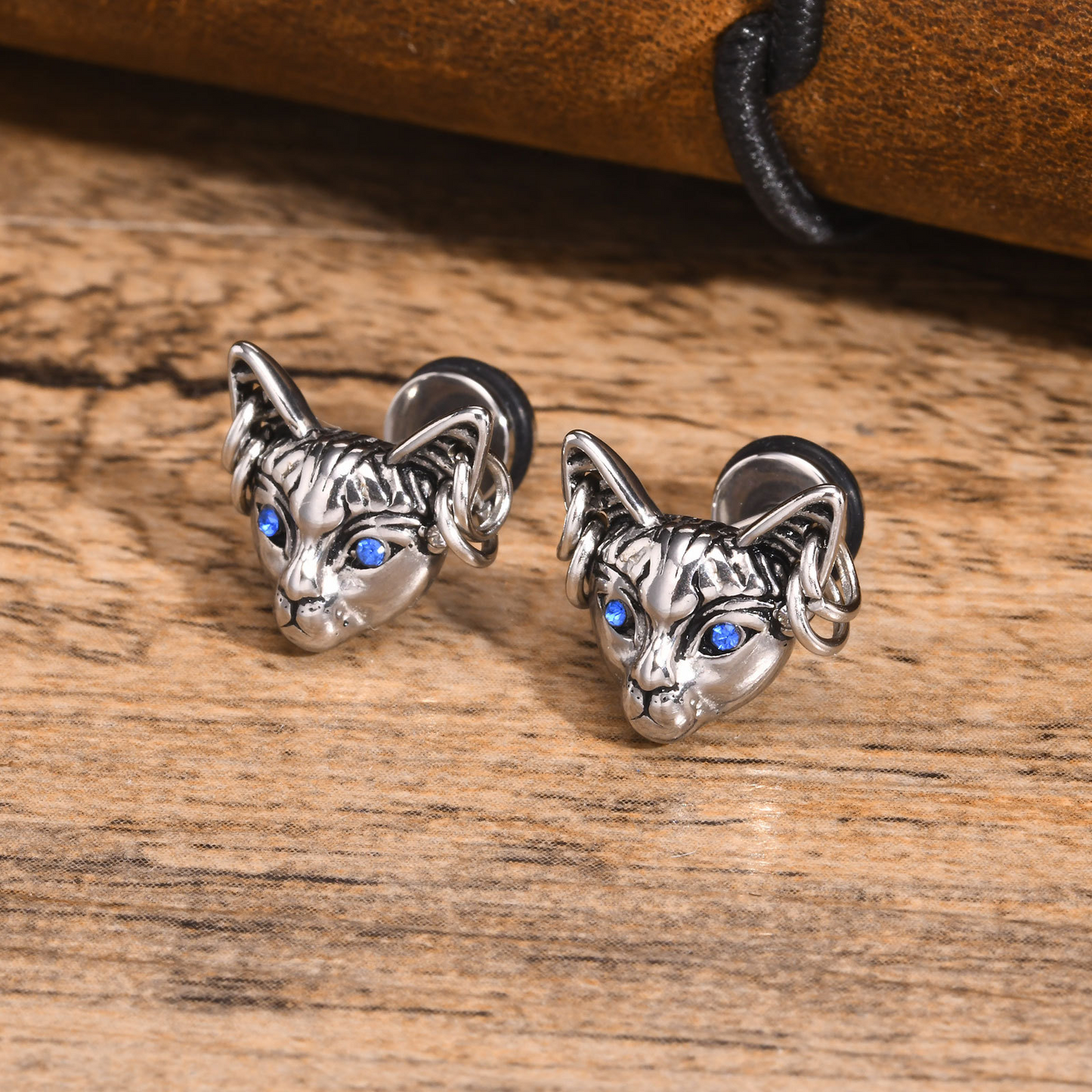 Kemstone Stainless Steel Gothic Stud Earring – Cross Cat Spider Symbol ES-512