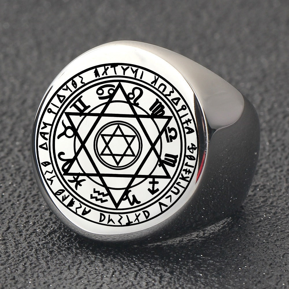 Kemstone Stainless Steel Hexagram Star Signet Ring for Men 22MM K-R1080