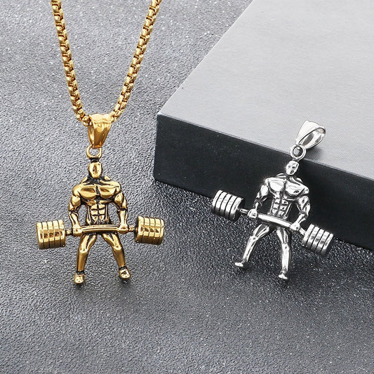 Kemstone Titanium Steel Barbell Gym Pendant Necklace for Men KP117758-LU