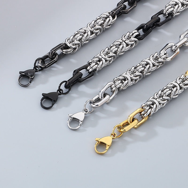 Kemston Braided Bracelet for Men Titanium Steel Handmade Chain Hip Hop Wristband KB186475-Z