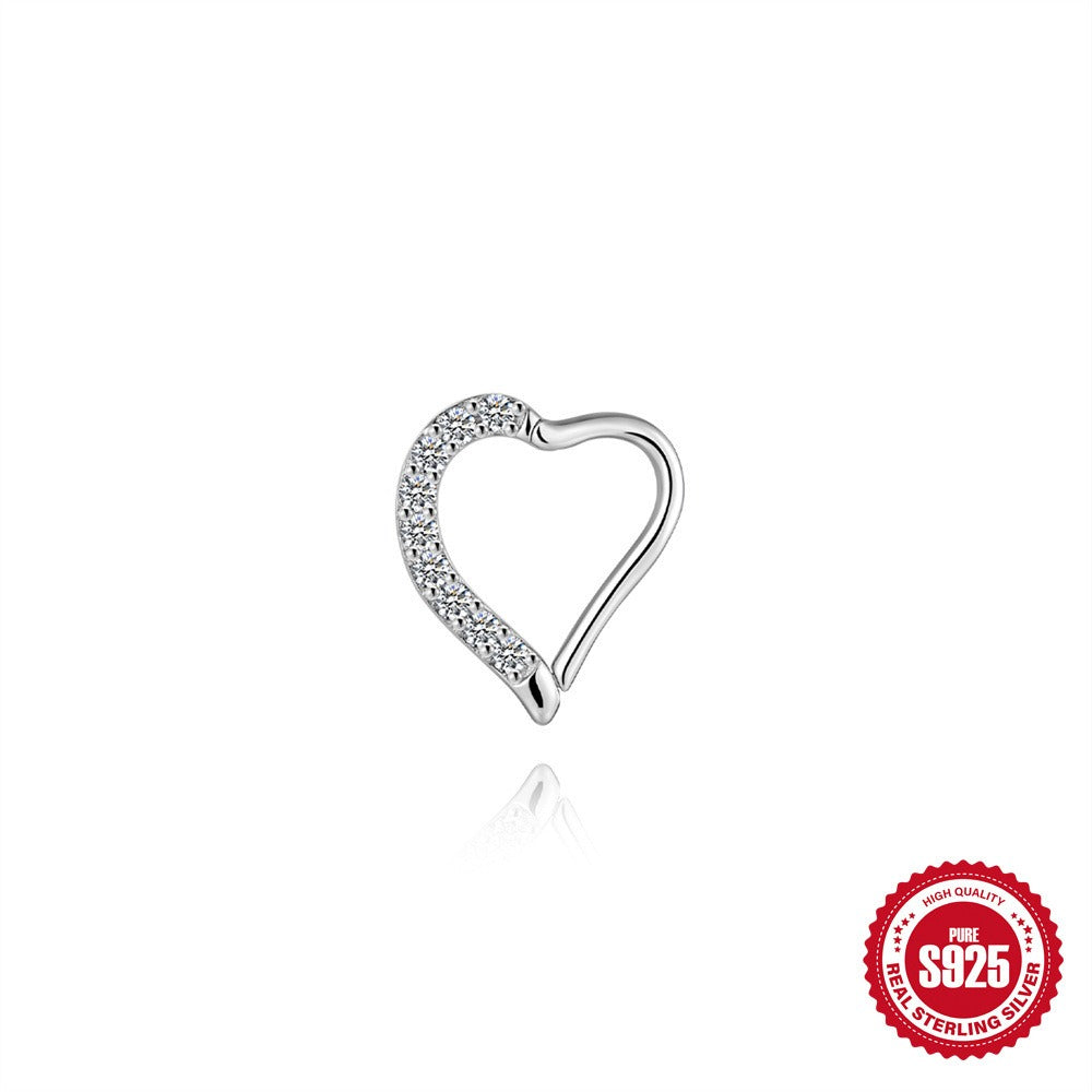 Kemstone 925 Sterling Silver Moissanite Heart Cartilage Hoop for Women M60225780663A