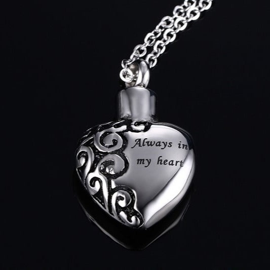 Kemstone Heart Locket Pendant Necklace for Men Stainless Steel Engraved PN-436