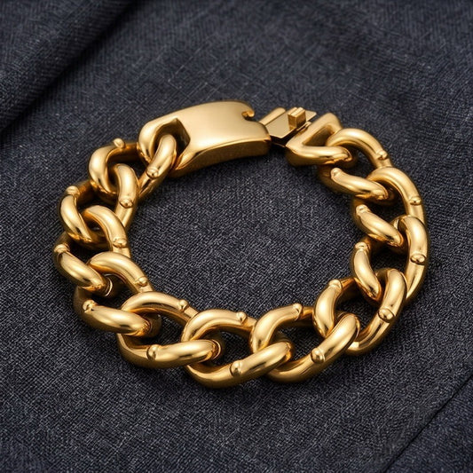 Kemstone Heavy Cuban Link Bracelet for Men Titanium Steel 18mm Hip Hop Chain KB213362