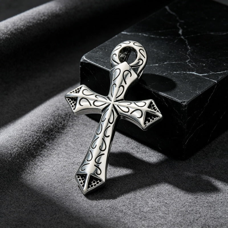 Kemstone Stainless Steel Gothic Skull Cross Pendant Necklace for Men Punk KP118631-LU