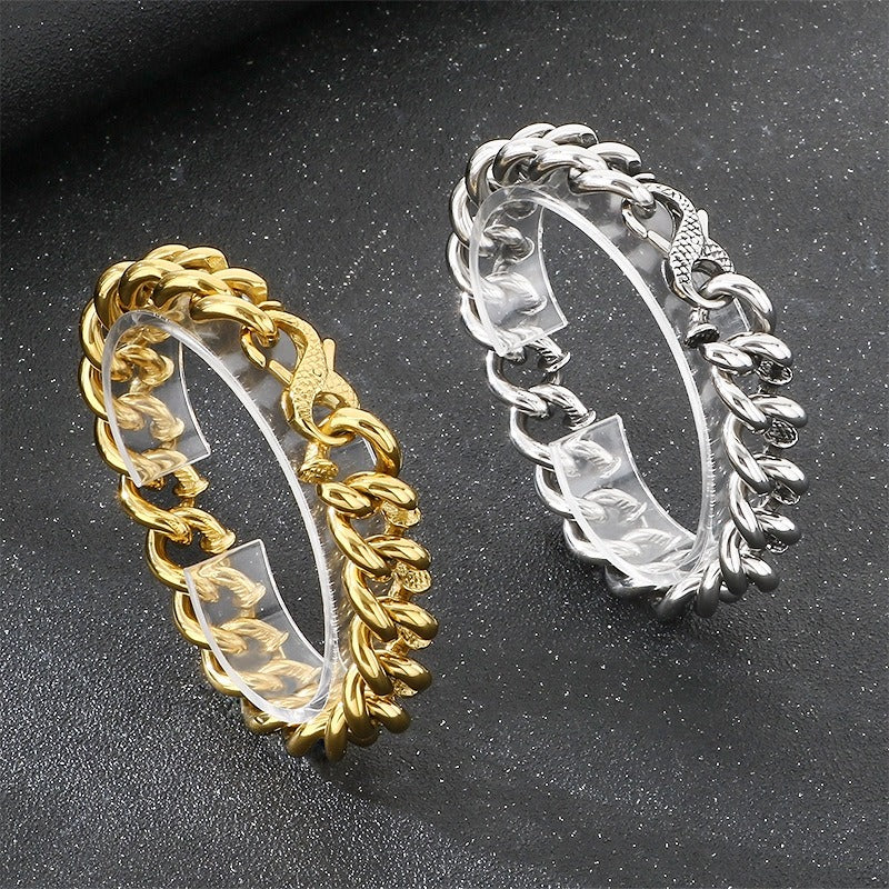 Kemstone Twist Chain Bracelet for Men Titanium Steel Heavy Link Gold Silver KB204393-KJX