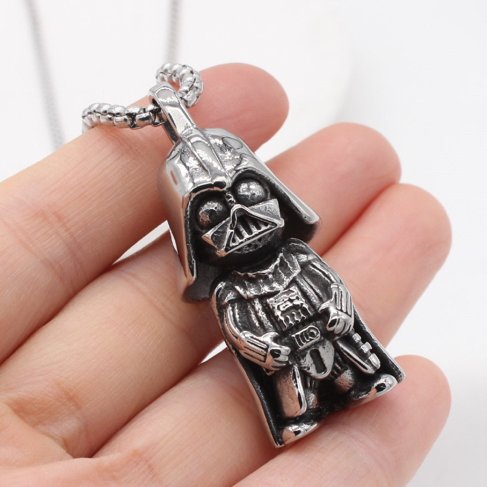 Kemstone Dark Helmet Warrior Pendant Necklace for Men Titanium Steel 3D Sculpted Figure P1346