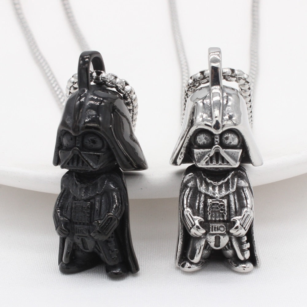Kemstone Dark Helmet Warrior Pendant Necklace for Men Titanium Steel 3D Sculpted Figure P1346