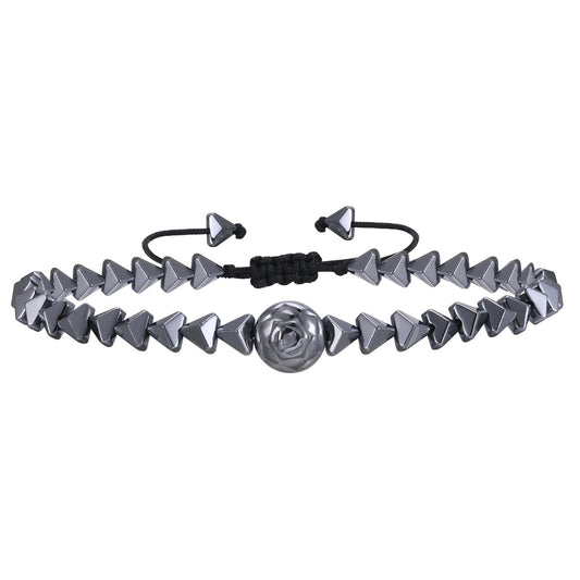 Kemstone Hematite Rose Bead Adjustable Bracelet for Men BR-1781