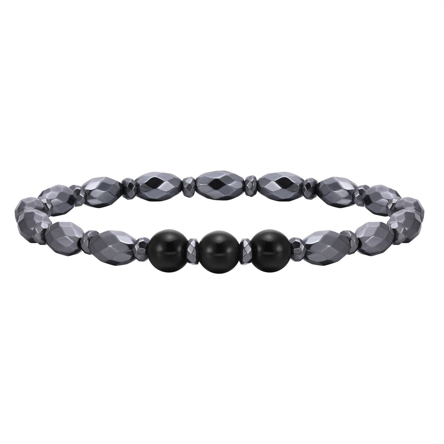 Kemstone Hematite Oval Beaded Bracelet for Men – Minimal Style BR-1792