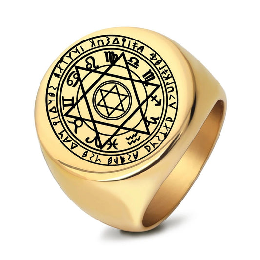 Kemstone Stainless Steel Hexagram Star Signet Ring for Men 22MM K-R1080