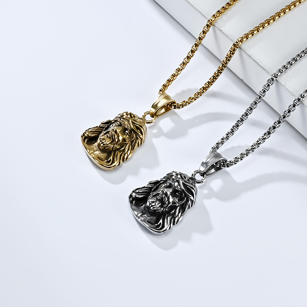 Kemstone Men’s Titanium Steel Portrait Pendant Necklace – Hip-Hop Style K-PT521