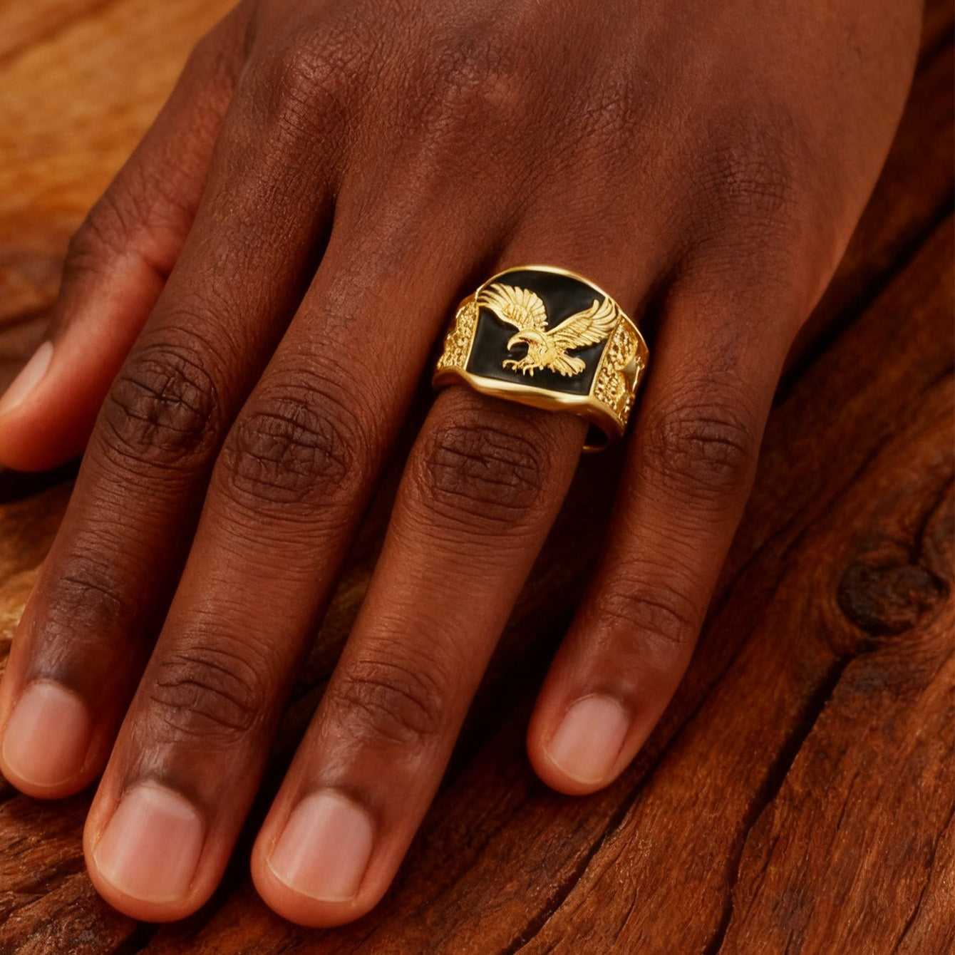 Kemstone Men’s Stainless Steel Eagle Ring – Vintage Street Style Jewelry MJ0071