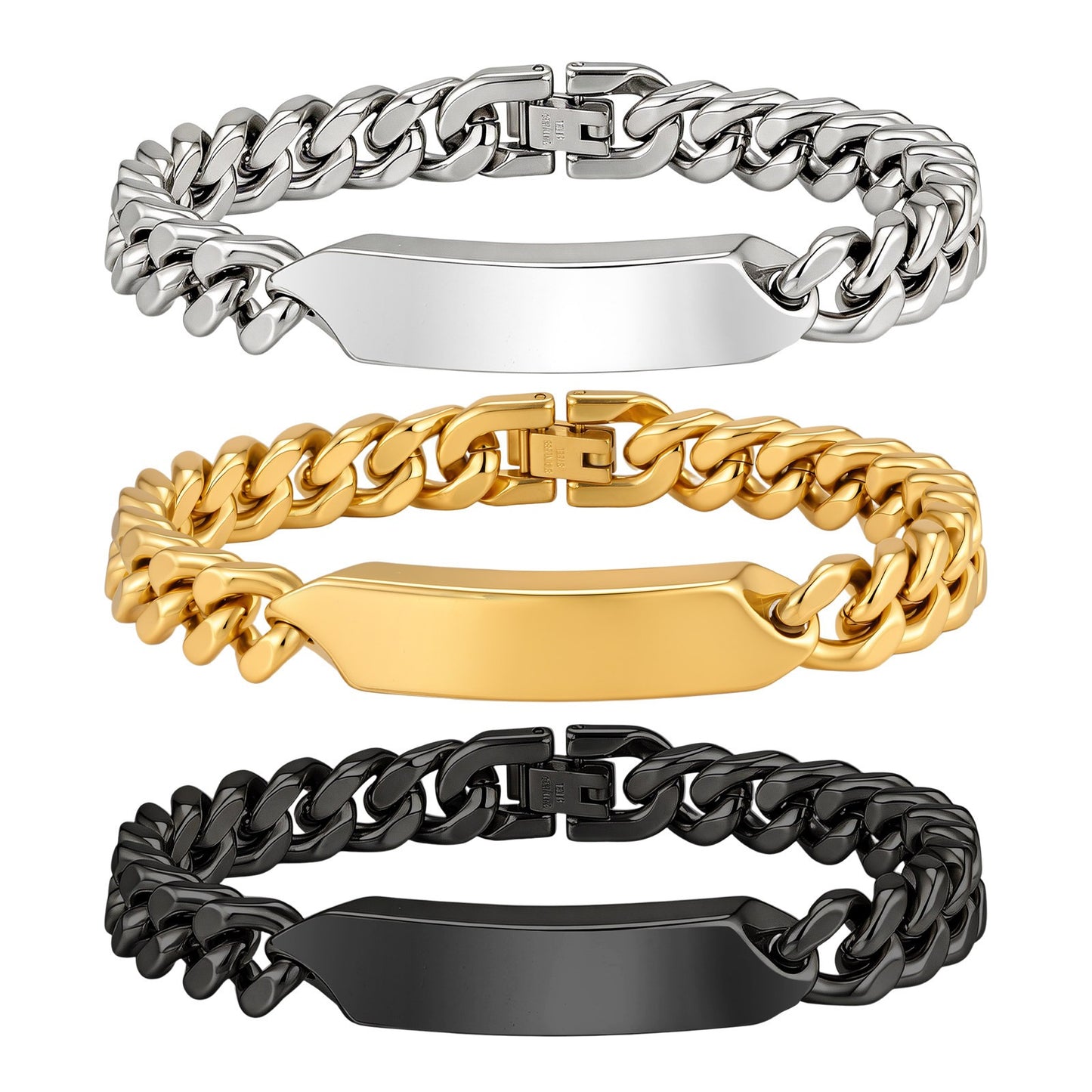 Kemstone Stainless Steel Cuban Chain Curved Plate Bracelet Men Retro Punk Hip Hop BR-2796