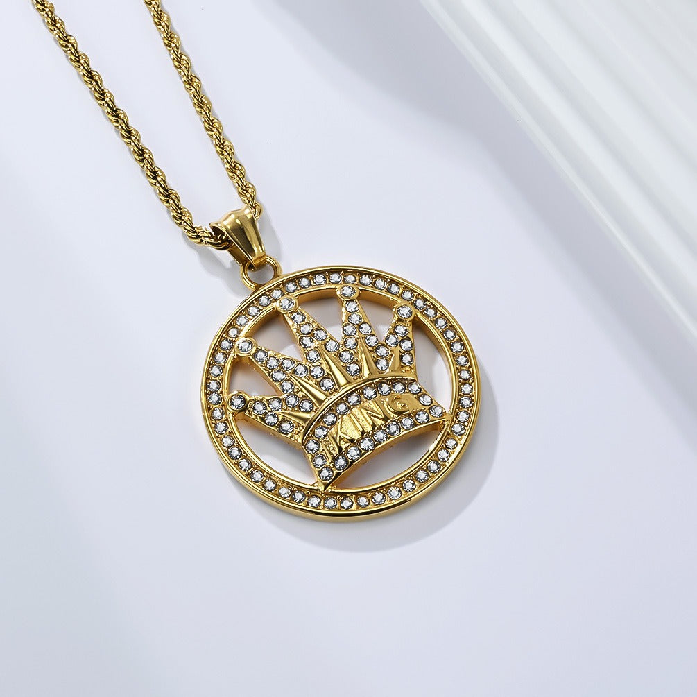 Kemstone Stainless Steel Crown Pendant Necklace for Men K-PT686