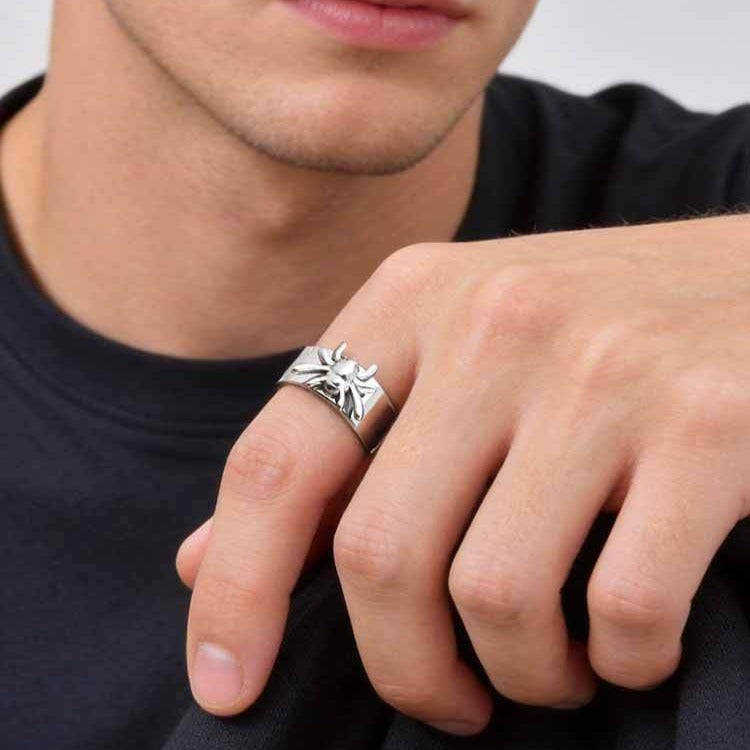 Kemstone Stainless Steel Animal Design Open Ring Spider Horse Vintage Wide Band for Men RC-1015