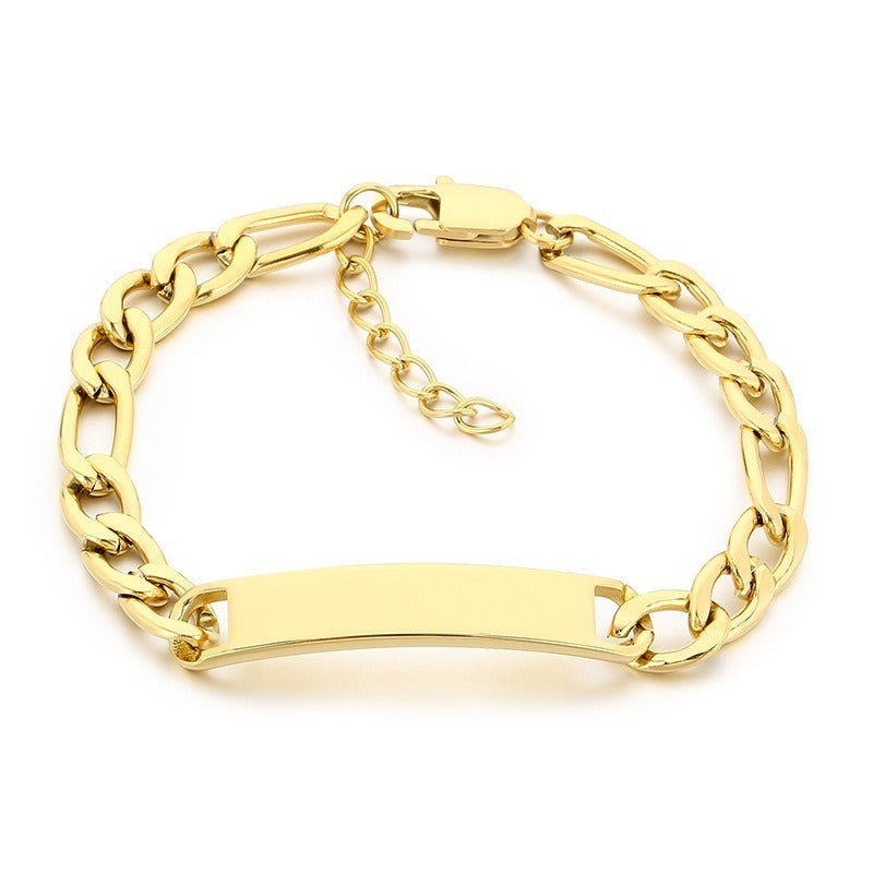 Kemstone ID Bracelet for Men Titanium Steel Cuban Chain Curved Bar KB212145-KFC